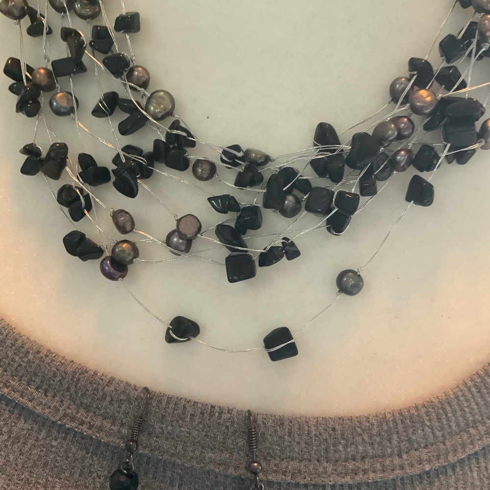 Black Organic Beaded Necklace